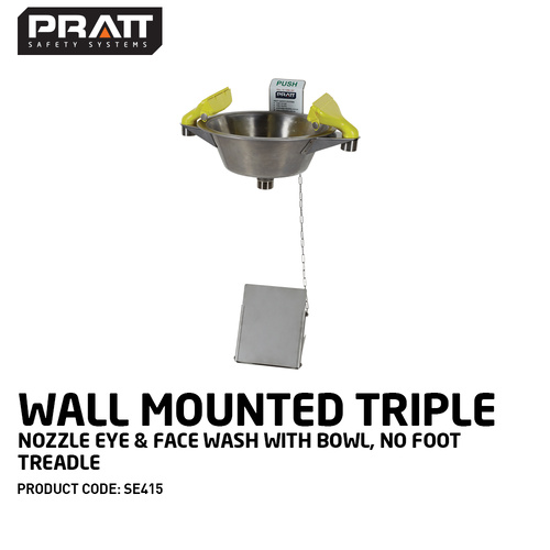 Pratt™ Wall Mounted Triple Nozzle Eye & Face Wash With Bowl & Foot Treadle