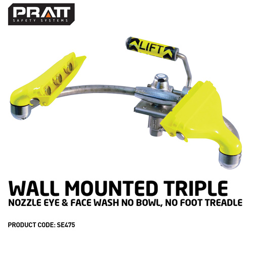 Pratt™ Pedestal Mounted Triple Nozzle Eye & Face Wash Including PS920 Hose, Bowl & Treadle