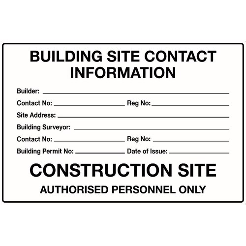 Construction Site Sign - Contact Information