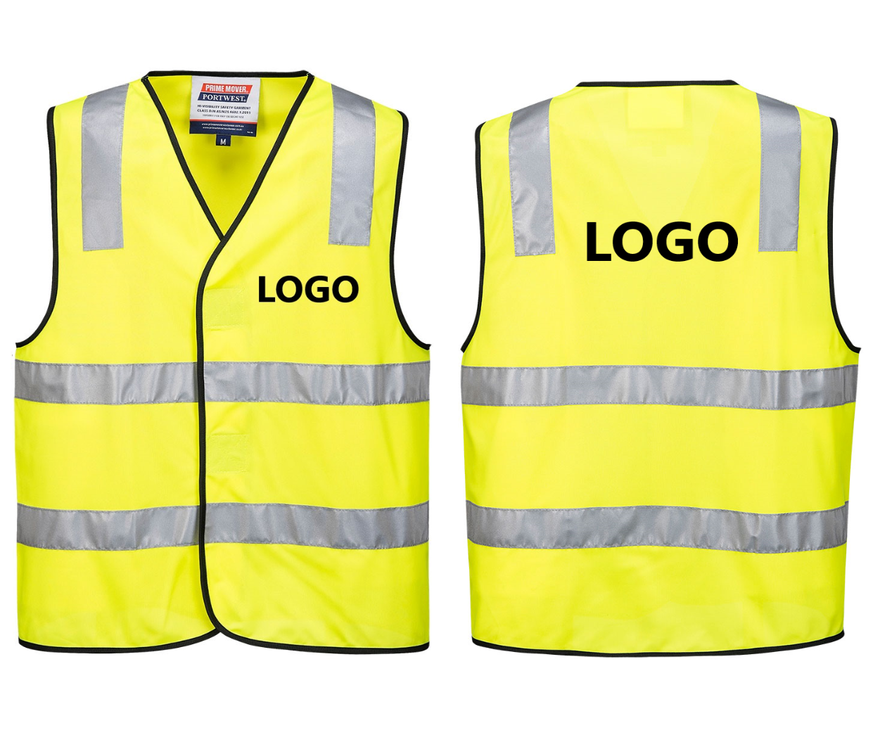 Safety Day Vest with Black Logo Front and Back Logo