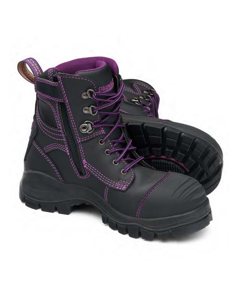 Blundstone® 897 Ladies Black and Purple Zipsider Premium Safety Boot