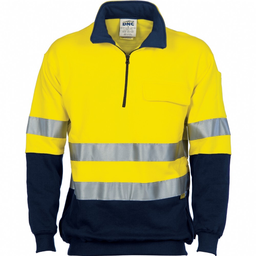 Hi-Vis Two Tone 1/2 Zip Cotton Fleecy Windcheater with 3M Reflective ...