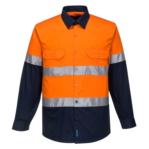 Hi-Vis Two Tone Lightweight Long Sleeve Shirt with Tape and Cool Flow Mesh