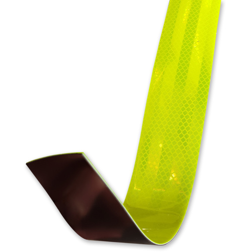 ExoGuard™ Magnetic Class 1 Reflective Tape - 1 Metre x 50mm Fluoro Lime Magnets for Mine Vehicles