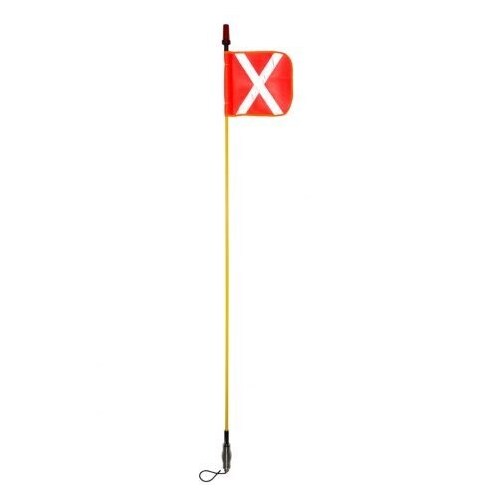 Exoguard™ 1.2M LED Mine Flag with Pole including Mine Flag, Joiner & Snap On Fittings and Integrated Red LED Safety Light